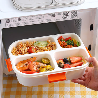 Official Miffy Lunch Box Set - 4-Compartment Microwave Safe Bento for Adults/Students (BPA-Free Plastic + Cutlery)