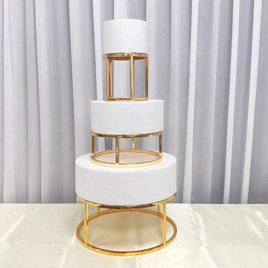 3PCS Iron Cake Stand Set - Elegant Round & Square Cake Plates for Weddings & Bakeries