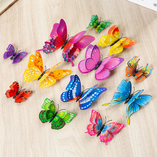Double-Layer 3D Realistic Butterfly Wall Stickers - Bulk Wholesale Removable Decals for Living Room, Home Decor (Self-Adhesive, Aesthetic Wall Art, Creative Background Decoration)