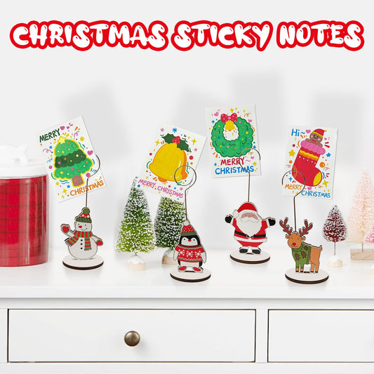 8 PCS Wooden Christmas Table Number Holders – Festive Memo Clips, Business Card Stands & Photo Holders for Holiday Party Decor