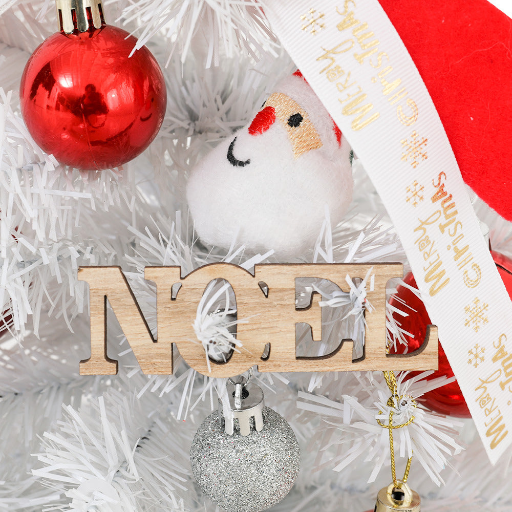Mini Christmas Tree Set 45/60cm, Small White Artificial Xmas Tree for Tabletop Desktop Decorations, with Ornaments for Home Festival Party