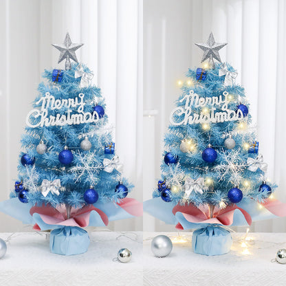 Mini Christmas Tree, 45/60cm Blue Desktop Ornament Small Tree Set, Mini Christmas Decorations