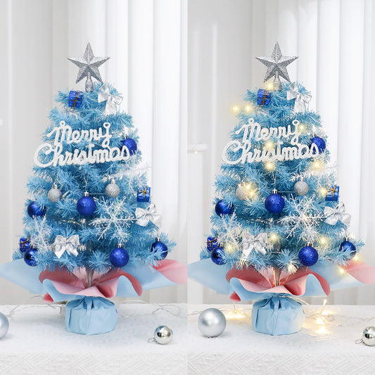 Mini Christmas Tree, 45/60cm Blue Desktop Ornament Small Tree Set, Mini Christmas Decorations