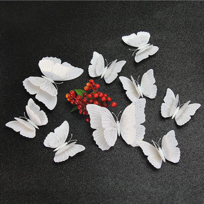 12pcs 3D Glitter Butterfly Wall Decor - Double-Layer Sparkling Butterflies for Wall Art, Shimmering Home Decor (Self-Adhesive, Dimensional Craft Butterflies)