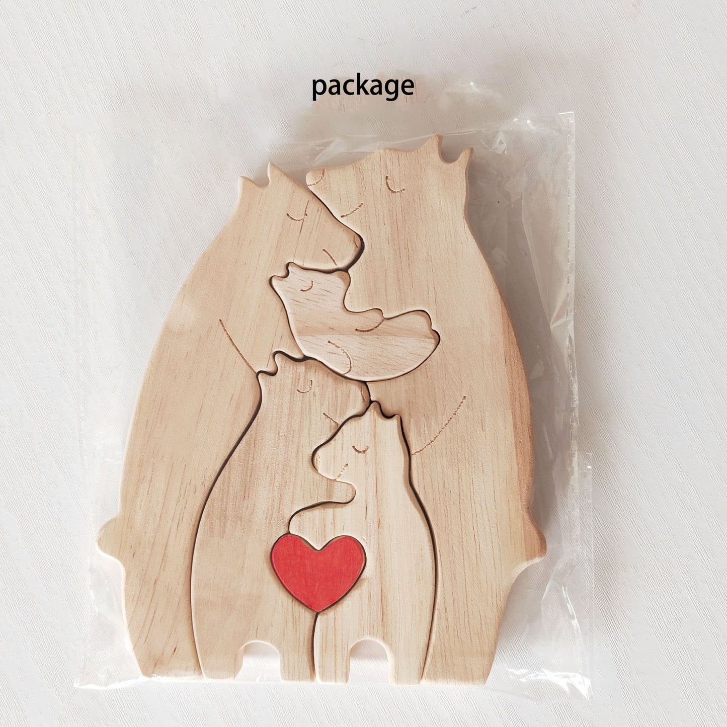 Personalized Family Name Puzzle, 4 Bears Wooden Bear Puzzle Decorative Wooden Bear Puzzle Creative Birthday Gifts for Mom Parents Home Decor Mothers Day Housewarming Gifts