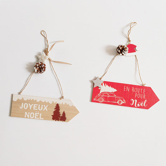Christmas Wooden Ornaments Set – Hand-Painted "Joyeux Noël" Wooden Hanging Decor for Christmas Tree, Holiday Home Decor, Festive Gift