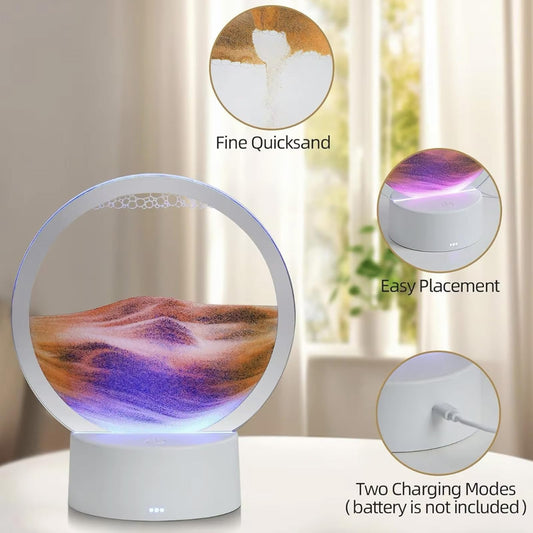 Moving Sand Art Lamp 3D Moving Sandscapes with LED Light Quicksand Painting Light Creative Deep Sea Sandscape Art Liquid Motion Living Room Bedroom Table Lamp Ornament Decor Desktop Art Gift