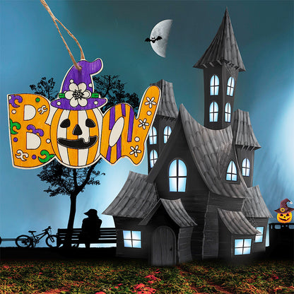 Halloween Crafts for Kids,20 Pieces Halloween Wooden Ornaments Hanging Crafts Wooden Slices for Halloween Decoration DIY Supplies