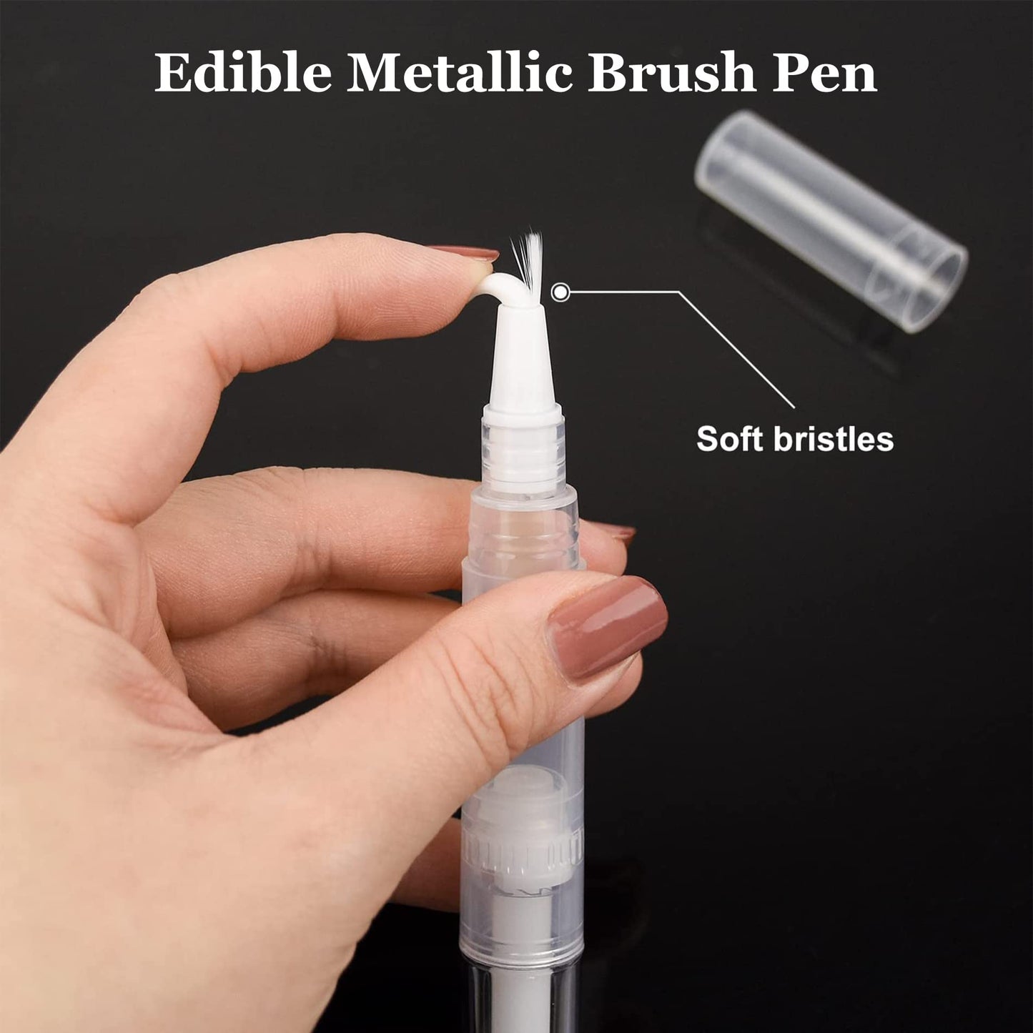 Edible Metallic Paint Pens (Gold & Silver) - Food Safe Brush Tip Markers for Cake Decorating, Cookie Painting & Fondant Art | Non-Toxic DIY Baking Supplies for Icing, Frosting & Easter Eggs