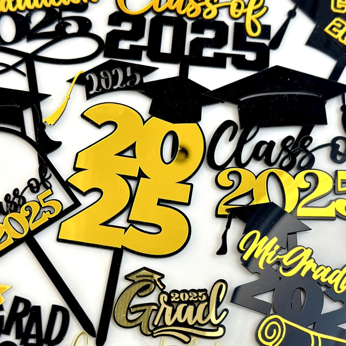 Class Of 2025 Cake Topper Congrats Grad College Graduation Themed Party Decorations Supplies Graduation Season Acrylic Cake Topper, Happy Graduation Cake Decoration Party Supplies, Cake Decor Supplies, Baking Decor Supplies