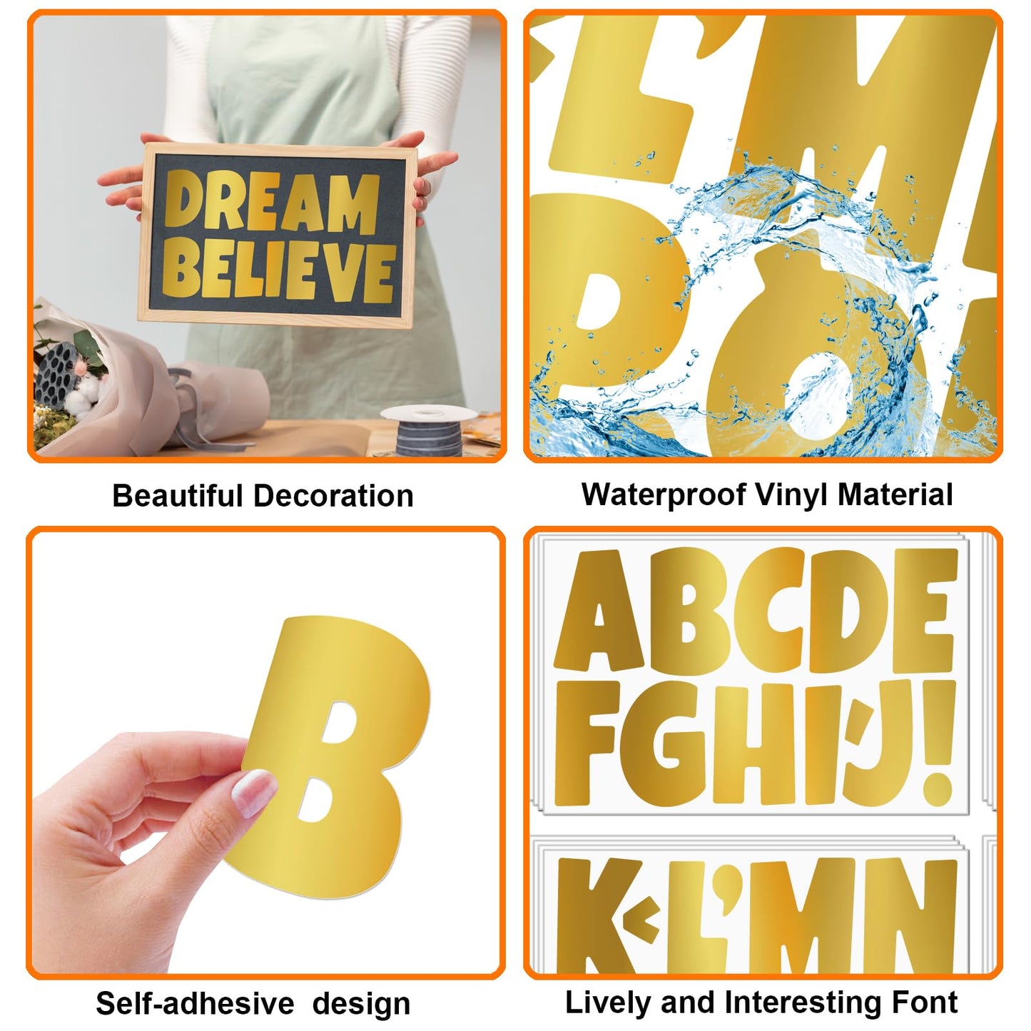 30-Pack Gold Bulletin Board Letters - 3 Inch Self-Adhesive Alphabet Cutouts for Classroom, School & Home Display Decor