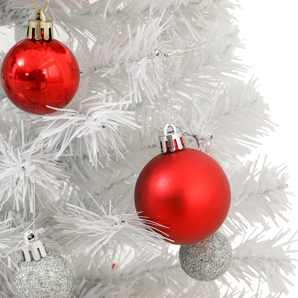 Mini Christmas Tree Set 45/60cm, Small White Artificial Xmas Tree for Tabletop Desktop Decorations, with Ornaments for Home Festival Party