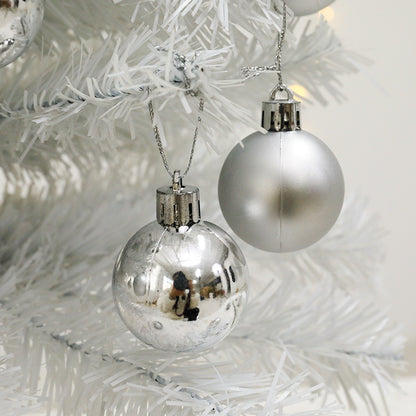 LED Lighted Mini White Christmas Tree Set - Home Desktop Ornament, Small Xmas Decor for Tabletop, Festive Holiday Decoration