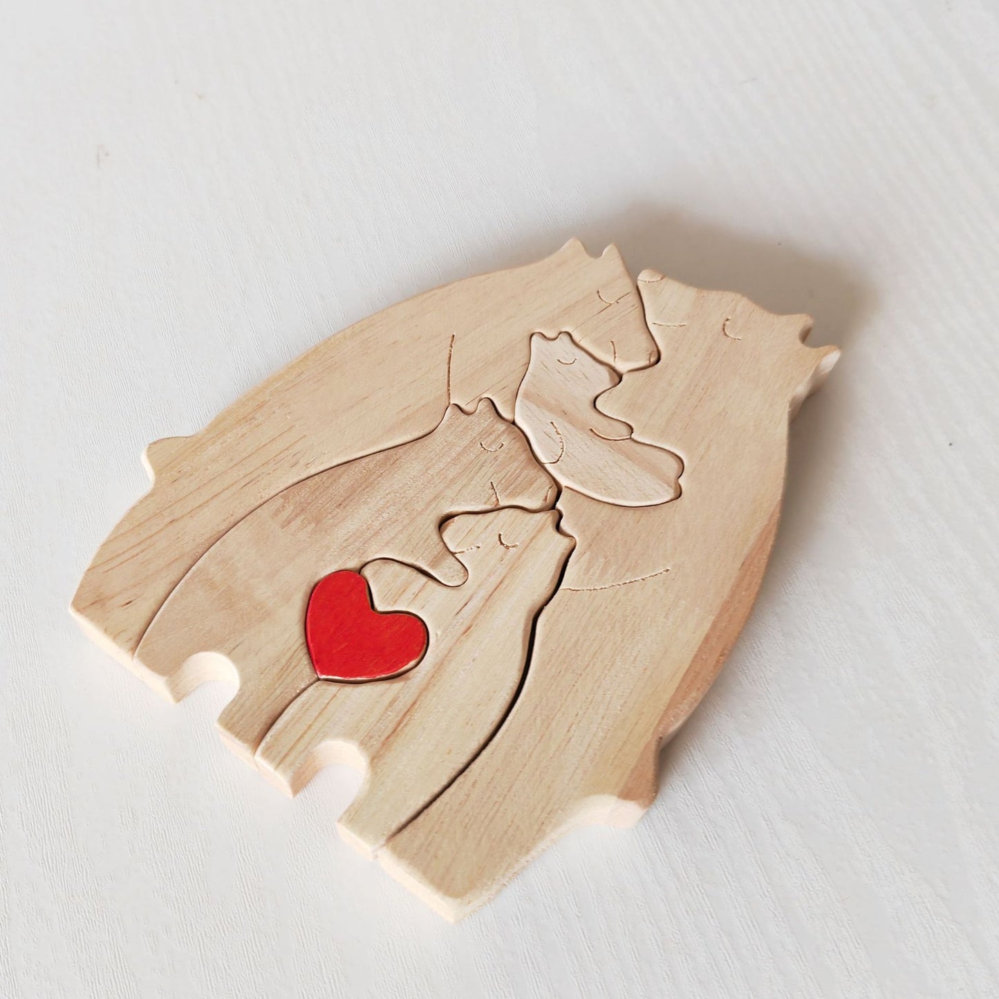 Personalized Family Name Puzzle, 4 Bears Wooden Bear Puzzle Decorative Wooden Bear Puzzle Creative Birthday Gifts for Mom Parents Home Decor Mothers Day Housewarming Gifts