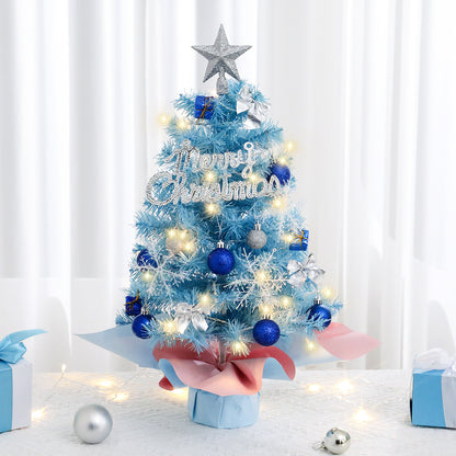 Mini Christmas Tree, 45/60cm Blue Desktop Ornament Small Tree Set, Mini Christmas Decorations
