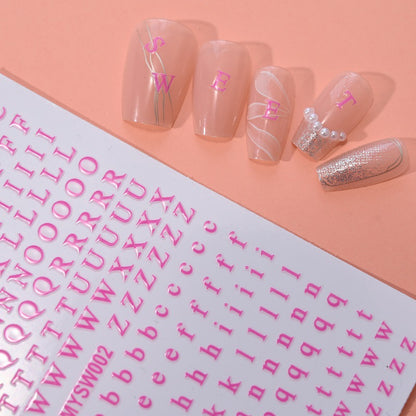 12 sheet 12-Color Fluorescent Nail Letter Stickers Set - Complete A-Z Alphabet (Upper & Lower Case) for School Nail Art Classes & Office Creativity