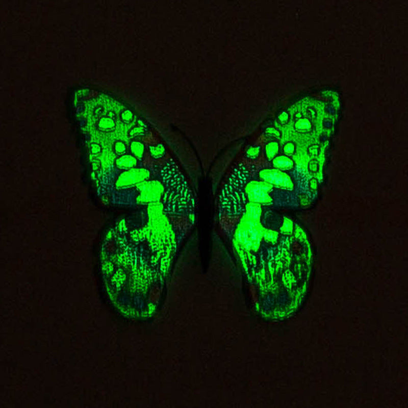 8CM Glow-in-the-Dark Butterfly Stickers - Fluorescent Window & Wall Decals for Kids' Room (3D Realistic Decor, Self-Adhesive, Non-Toxic Night Light Decorations)