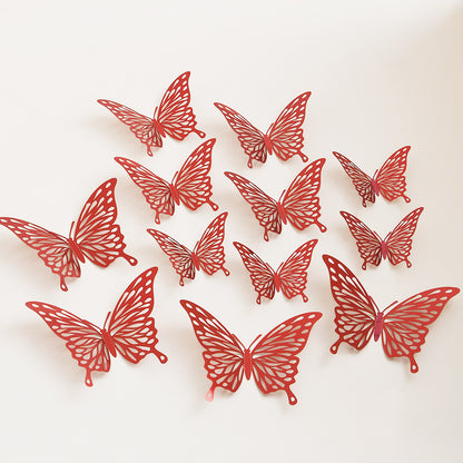 Black 3D Hollow-Out Butterfly Wall Stickers - Bulk Pack for Living Room Decor, Wedding & Holiday Party Decoration