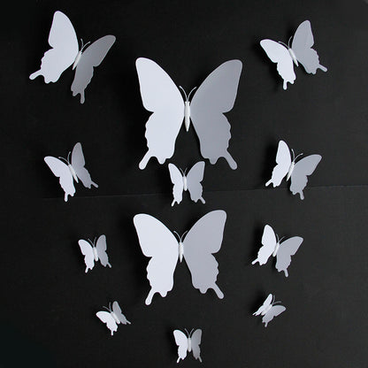 Single-Layer Pack of 12 Wedding Butterflies – Photography-Ready PVC Butterfly Wall Decor, 3D Butterfly Wall Stickers (Paintable)