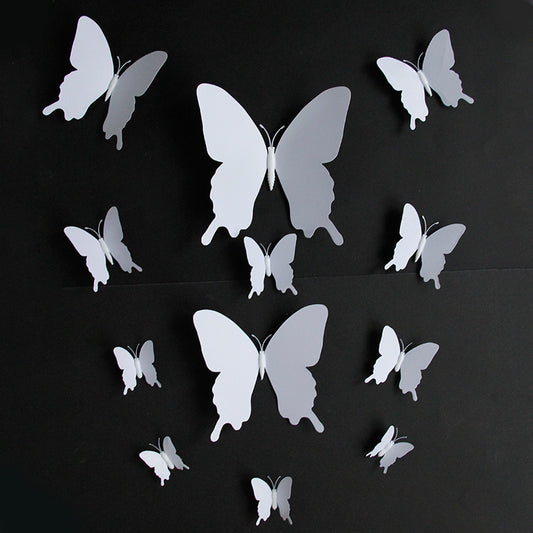 Single-Layer Pack of 12 Wedding Butterflies – Photography-Ready PVC Butterfly Wall Decor, 3D Butterfly Wall Stickers (Paintable)