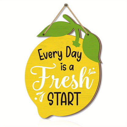 我要英文版 Sunny Lemon Wooden Plaques - Inspirational Home Decor for Kitchen, Living Room & Garden
