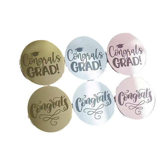 2025 Graduation Cupcake Toppers Acrylic Mirror Engraved Congratulations Graduation Cake Cupcake Decorations Graduation Ceremony Supplies