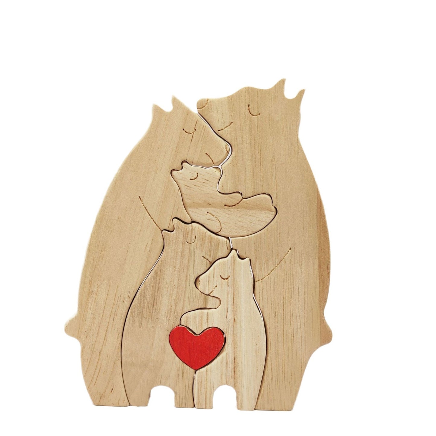 Personalized Family Name Puzzle, 4 Bears Wooden Bear Puzzle Decorative Wooden Bear Puzzle Creative Birthday Gifts for Mom Parents Home Decor Mothers Day Housewarming Gifts