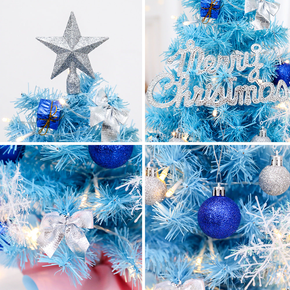 Mini Christmas Tree, 45/60cm Blue Desktop Ornament Small Tree Set, Mini Christmas Decorations