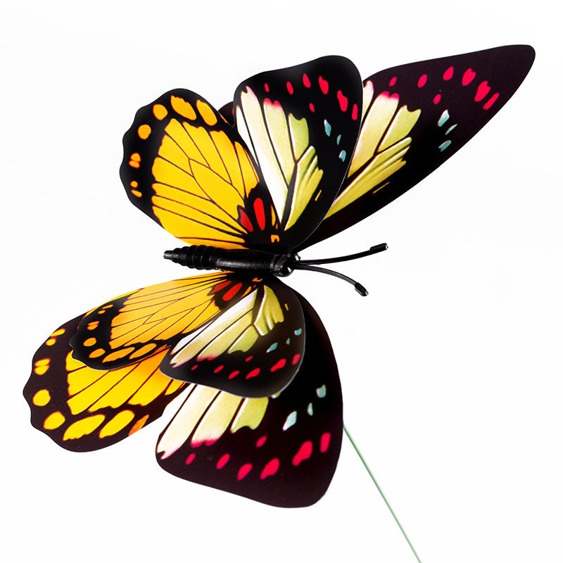 12cm Double-Layer Stem Butterfly - PVC Realistic Garden Butterflies for Outdoor Decor, Floral Arrangements, and Landscape Design