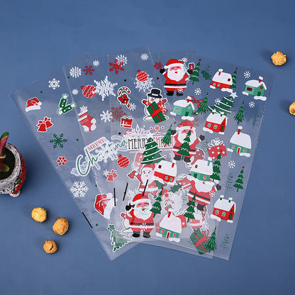 50PCS Christmas Cellophane Treat Bags with Ties – Santa Goodie Candy Cookie Gift Bags for Holiday Party Favors & Decorations