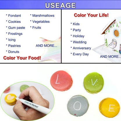 3pcs White Edible Markers for Cake Decorating - Food Grade Ink Pens with Upgraded Smooth Tip, Perfect for Cookies, Fondant, Frosting & Baking Supplies by Edible Ink