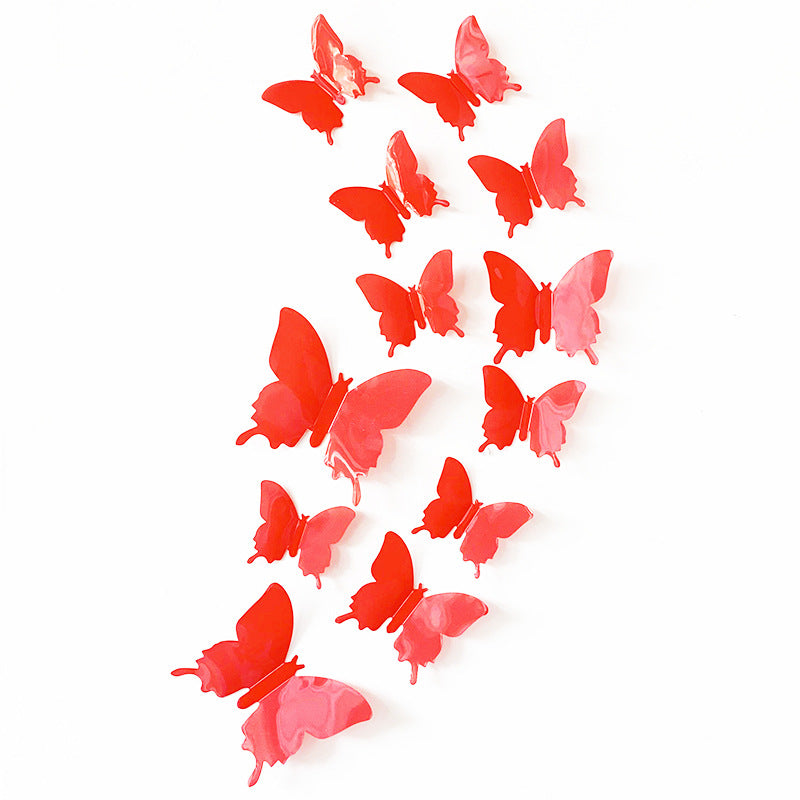 12pcs 3D Realistic Butterfly Wall Stickers - PVC Plastic Decals for DIY Home Decor (Multi-Surface Fridge Magnets, Creative Removable Decoration)