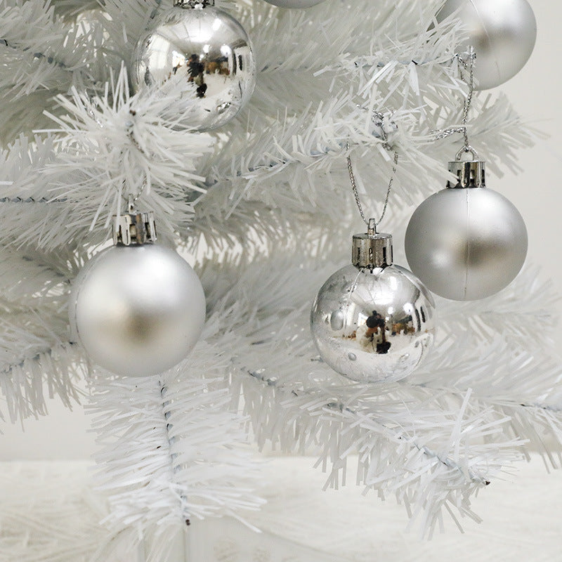 LED Lighted Mini White Christmas Tree Set - Home Desktop Ornament, Small Xmas Decor for Tabletop, Festive Holiday Decoration