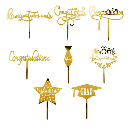2025 Graduation Cupcake Toppers, 8 Pcs Multicolour Acrylic Cupcake Topper,2025 Congrats Grad Class of Graduation Decorations for Various Birthday Party Cake Decoration
