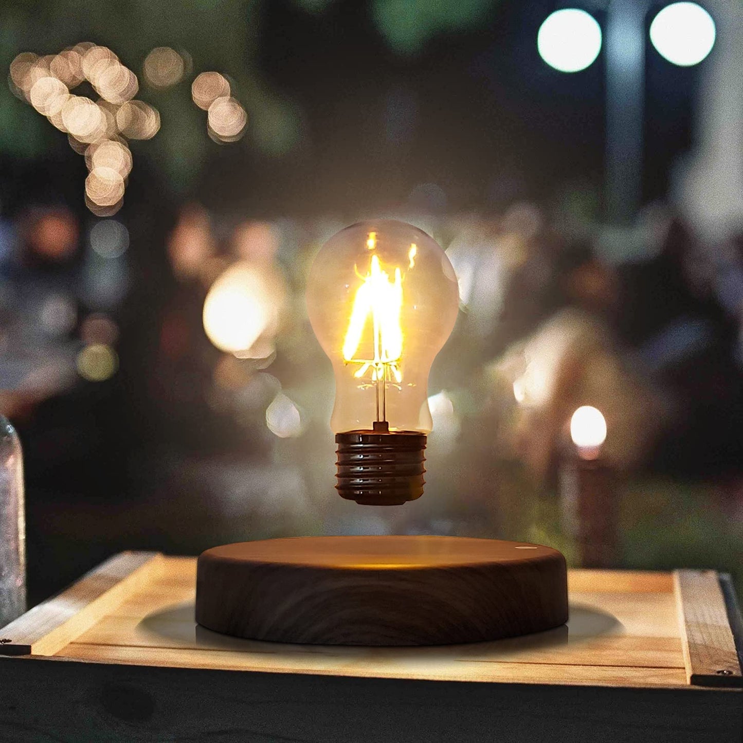 Floating Bulb Lamp - Magnetic Floating LED Desk Lamp & Table Night Light - Automatic Rotating Light for Unique Gifts & Home Office Decor