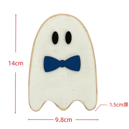 Wooden Ghost Standalone Tabletop Decor - Halloween Creative Home Decoration, Spooky Festival Display Piece"