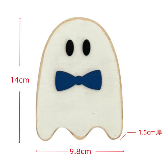 Wooden Ghost Standalone Tabletop Decor - Halloween Creative Home Decoration, Spooky Festival Display Piece"