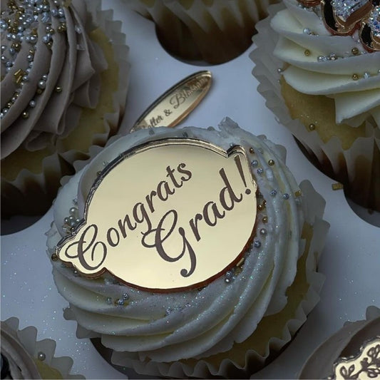 2025 Graduation Cupcake Toppers Acrylic Mirror Engraved Congratulations Graduation Cake Cupcake Decorations Graduation Ceremony Supplies