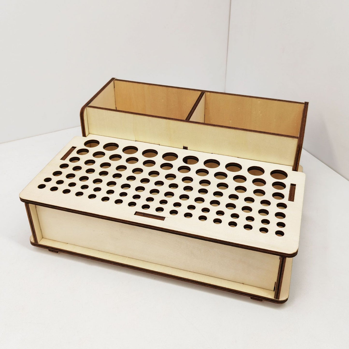 Creative DIY wooden storage display pen holder Wood Tool Rack 103 hole tool storage rack