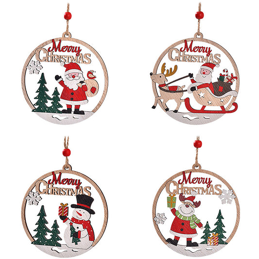 Christmas Farmhouse Rustic Ornaments Set for Christmas Tree Decorations Hanging Wood Tree Ornaments、Round Wooden Christmas Tree Decorations Gift Tags