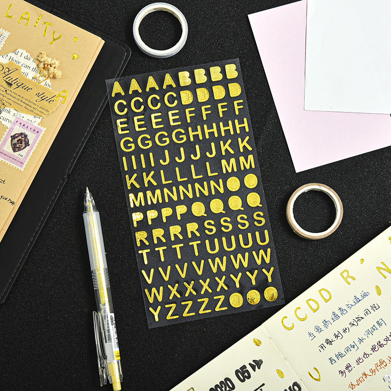 1 sheet Glitter Gold Letter Stickers - Asymmetric Doodle Designs for Scrapbooking, Journals & DIY Crafts (Self-Adhesive, Single/Reusable on Wood/Walls)