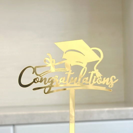 2025 Graduation Cake Topper Black Gold Acrylic Cake Topper Congrats Grad You Did It Congratulations 5 Design Table Centerpiece Sticks Grad Party Food Appetizer Picks for Cake Decor Supplies