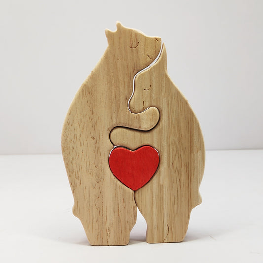 Personalized Family Name Puzzle, 4 Bears Wooden Bear Puzzle Decorative Wooden Bear Puzzle Creative Birthday Gifts for Mom Parents Home Decor Mothers Day Housewarming Gifts