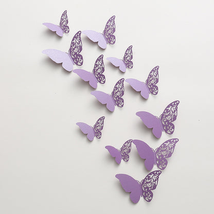 12pcs 3D Pearl-Embossed Butterfly Wall Decals - Elegant Hollow-Out Design for Wedding/Party Decor, Bedroom & Living Room Wall Art (Self-Adhesive, Reusable, Luxury Home Decor)