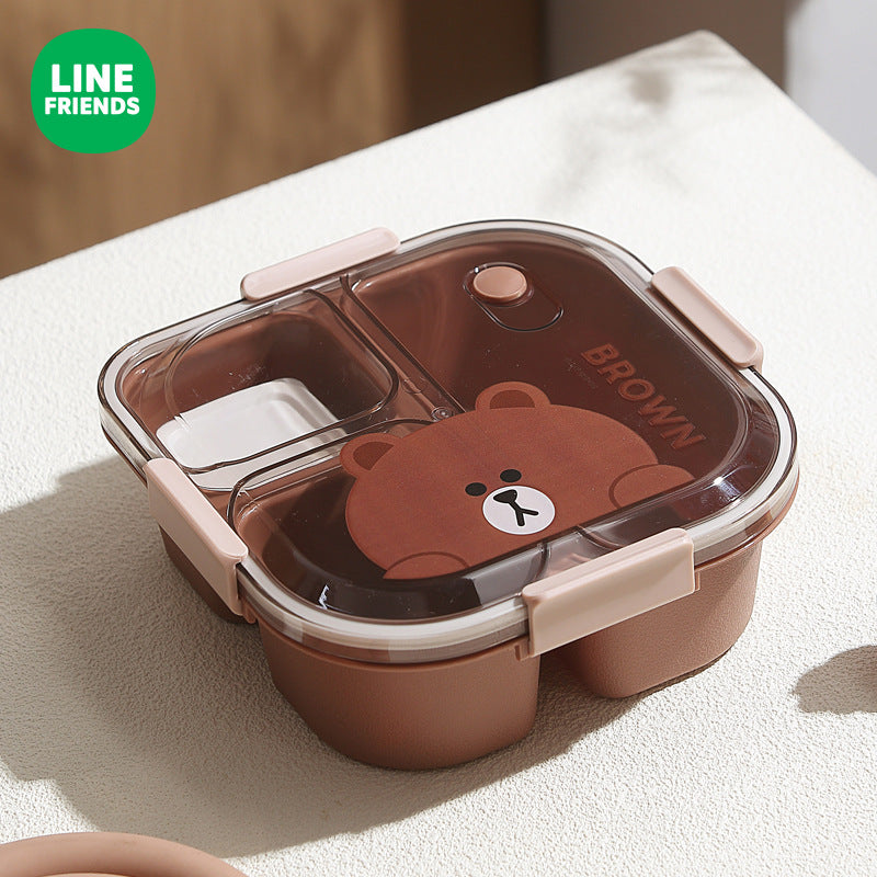 Brown Bear Thermal Lunch Box Set - Insulated 3-Layer Food Container with Carry Bag (Leakproof & Dishwasher Safe)