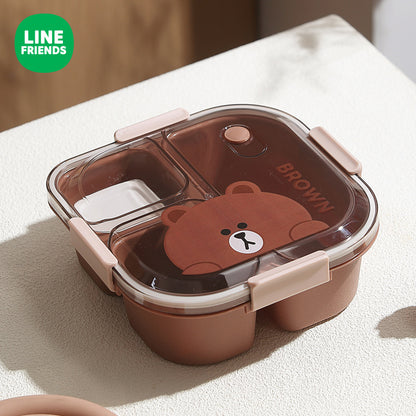 Brown Bear Thermal Lunch Box Set - Insulated 3-Layer Food Container with Carry Bag (Leakproof & Dishwasher Safe)