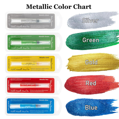 Edible Metallic Paint Pens (Gold & Silver) - Food Safe Brush Tip Markers for Cake Decorating, Cookie Painting & Fondant Art | Non-Toxic DIY Baking Supplies for Icing, Frosting & Easter Eggs