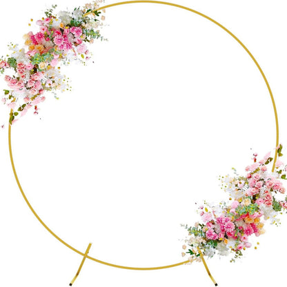Giant Round Gold Metal Balloon Arch Kit, Removable 1.8m 2m Wedding Arch Background Stand, Easy to Carry and Reusable, Best Decoration for Party, Festival