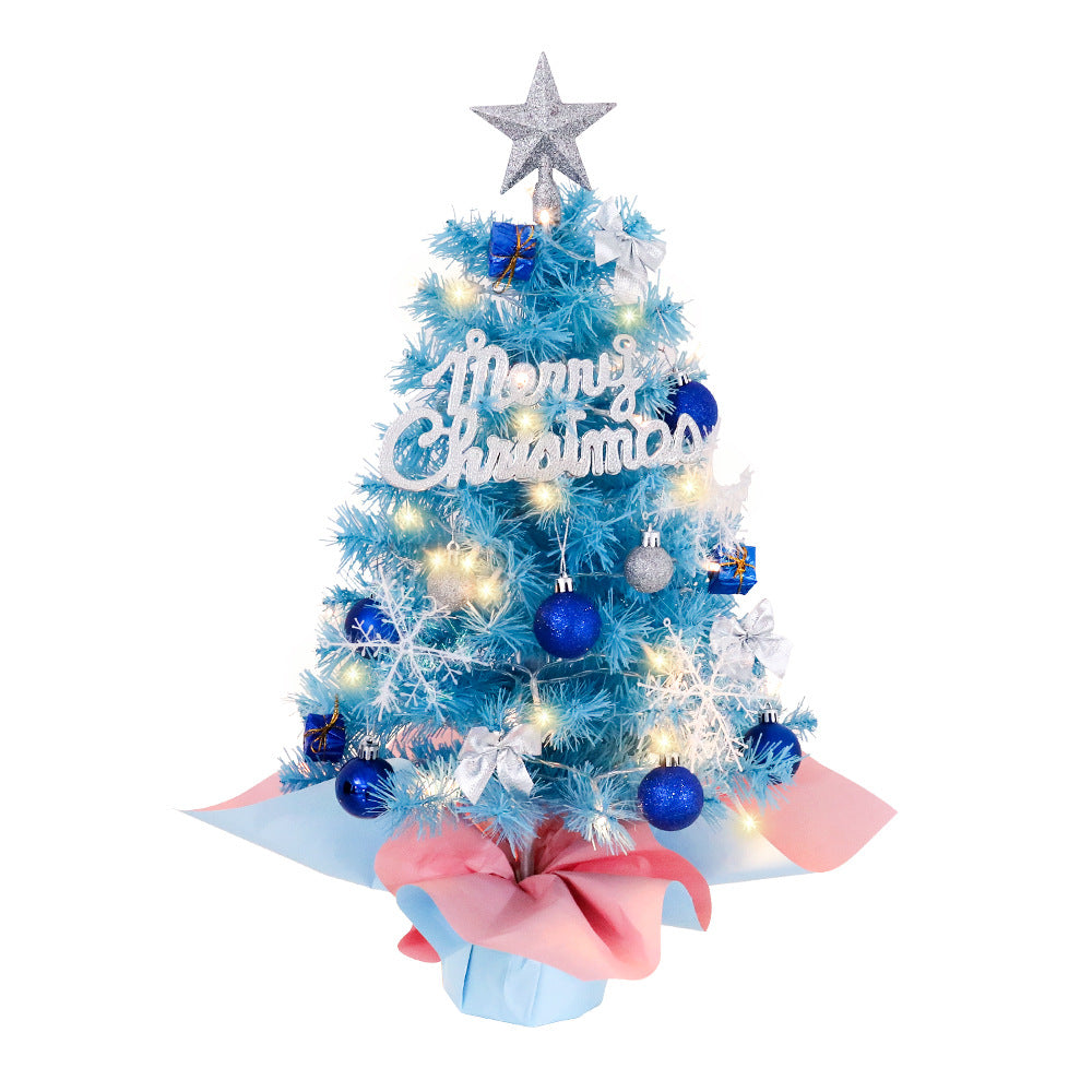 Mini Christmas Tree, 45/60cm Blue Desktop Ornament Small Tree Set, Mini Christmas Decorations
