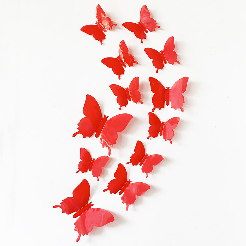12pcs 3D Realistic Butterfly Wall Stickers - PVC Plastic Decals for DIY Home Decor (Multi-Surface Fridge Magnets, Creative Removable Decoration)